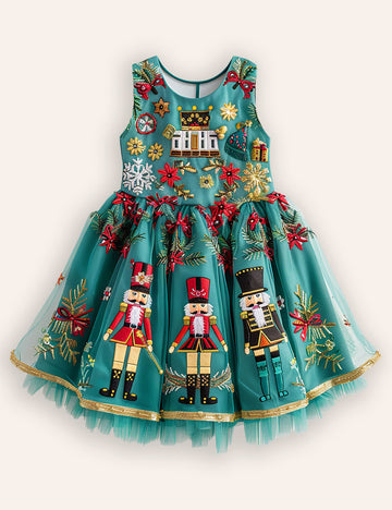 Christmas Nutcracker Applique Tulle Dress